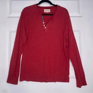 Denim & Supply Red American Flag Long Sleeve Henley Size Large